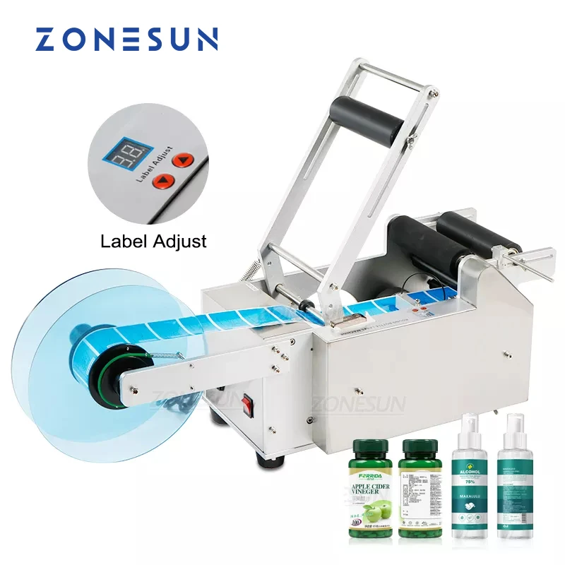 

ZONESUN LT-50 Semi-auto Round Bottle Labeling Machine Custom Private Stickers Packaging Label Applicator 110V/220V