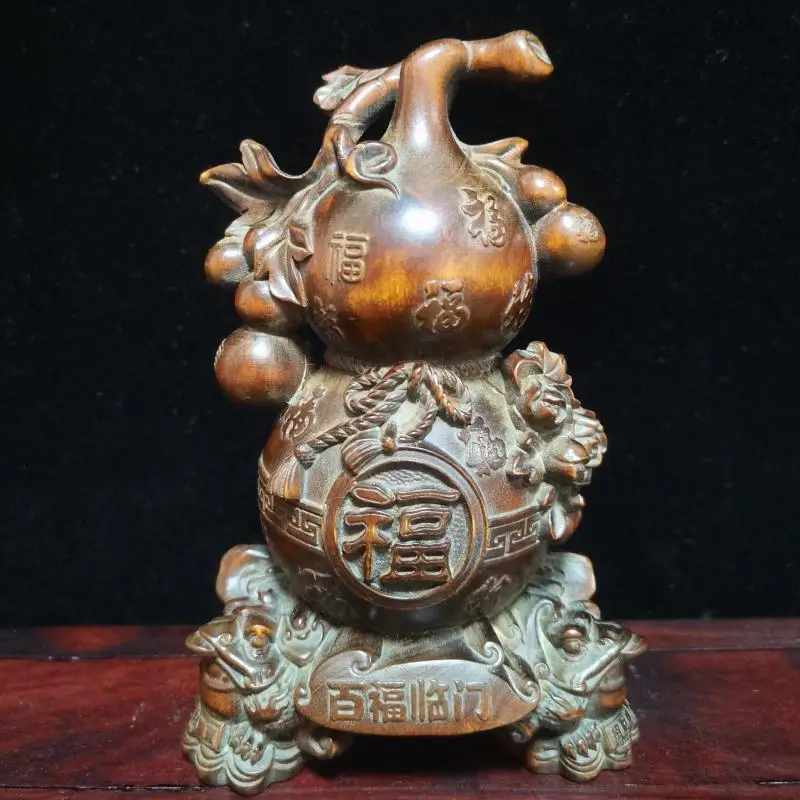 

Boxwood Feng Shui Gourd Statue Ornament Home Decoration Accessories For Living Room Wood Carved Gourd Office Desk Decorations