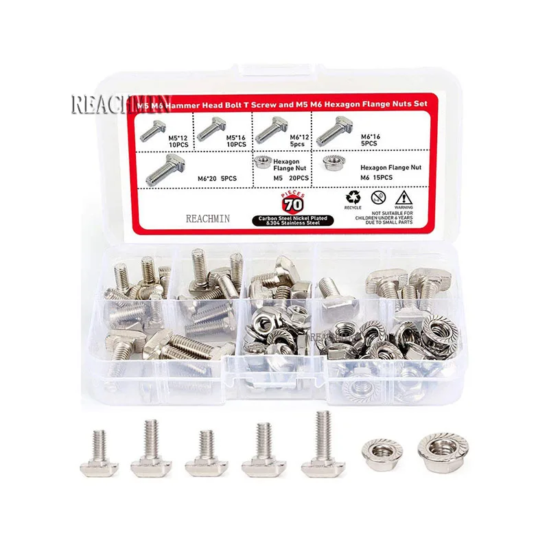 

M5 M6 T винт и шестигранные фланцевые гайки, углеродистая сталь, никелированный для 20 30 серий, европейский стандарт, Т-образный слот, алюминиев...