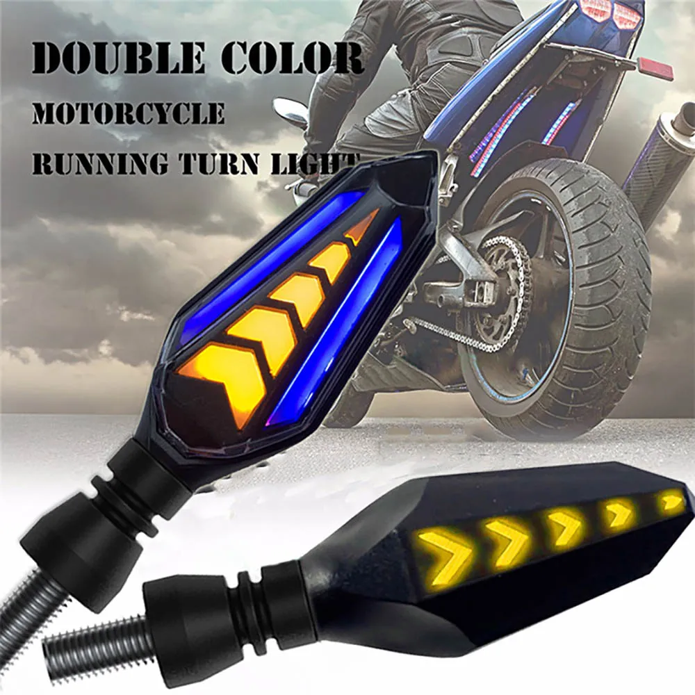 

MIHAZ 2Pcs Motorcycle LED DRL Turn Signal Lights Double Flashing Indicator Lamp Universal Streamer Daytime Running Light 12V