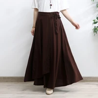 tiyihailey free shipping 2022 long maxi a line skirt women elastic waist spring autumn cotton linen vintage big hem bandage