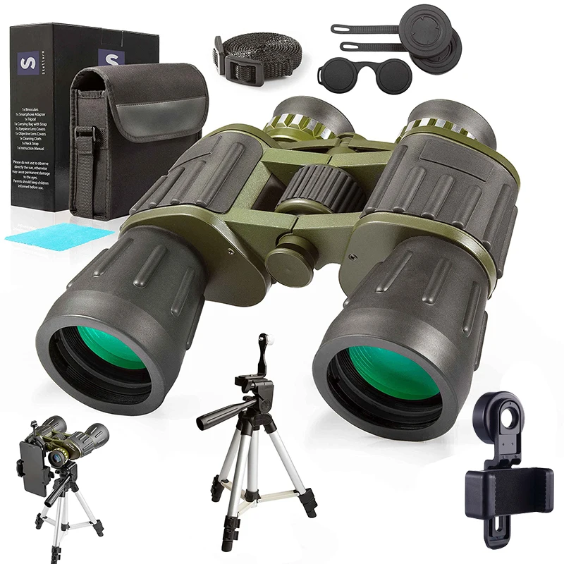 

60X50 Powerful Binoculars Long Range Telescope Professional HD 15000m High Power Optical Phone Holder Tripod for Hunting Tourism