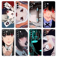 anime kakegurui face phone case for samsung galaxy s22 5g s20 ultra s21 fe 5g s10e s9 s8 s10 plus note 20 10 lite clear cover