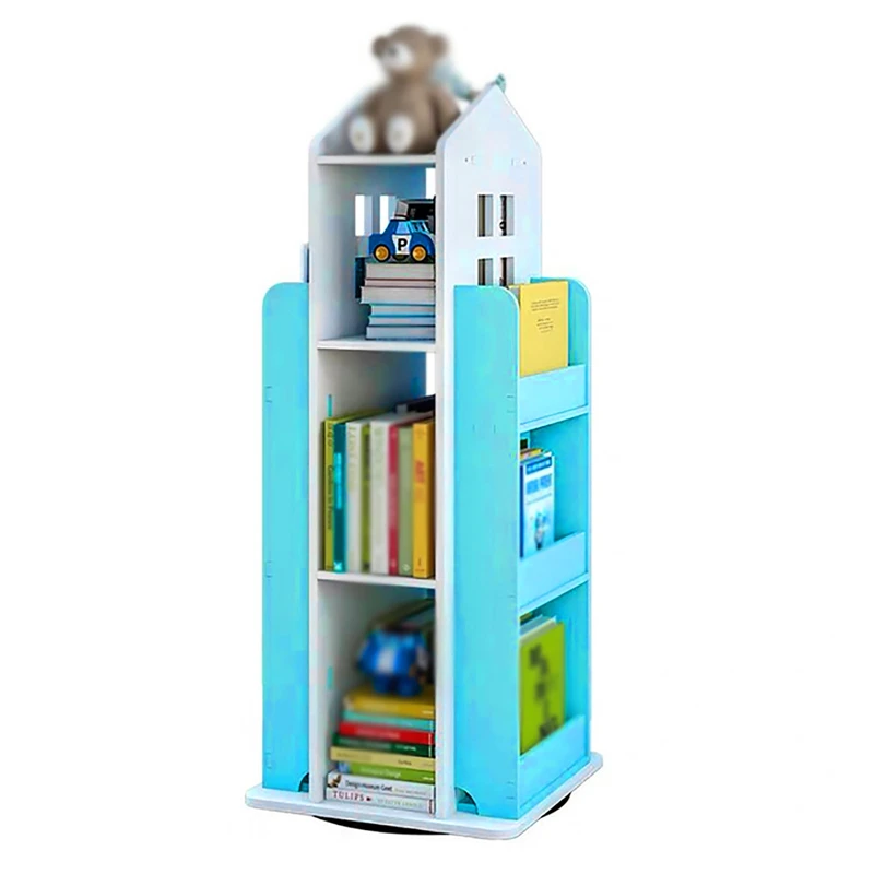 

360° Rotating Bookshelf Floor Standing Kids Children Bookshelf Magazine Picture Book Newspaper Shelf Household Bookshelf