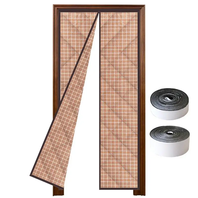 

2 Sizes Winter Thickened Door Curtain Magnetic Insulated Door Curtain Windproof Warm Soundproof Blanket Double Door for Doorway