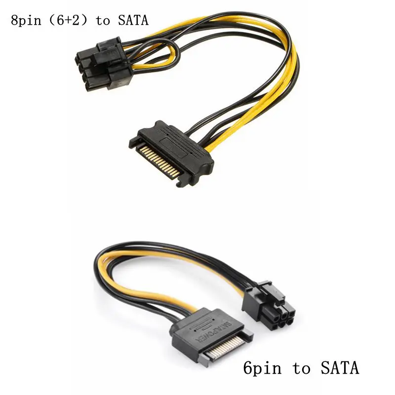 15pin SATA Power to 6pin 8pin 6 + 2 PCI-e PCI Express адаптер кабель для видеокарты 15-pin SATA Power Female, 6-pin PCIe Power Male 15pin SATA Power to 6pin 8pin 6 + 2 PCI-e PCI Express адаптер кабель для видеокарты 15-pin SATA Power Female, 6-pin PCIe Power Male