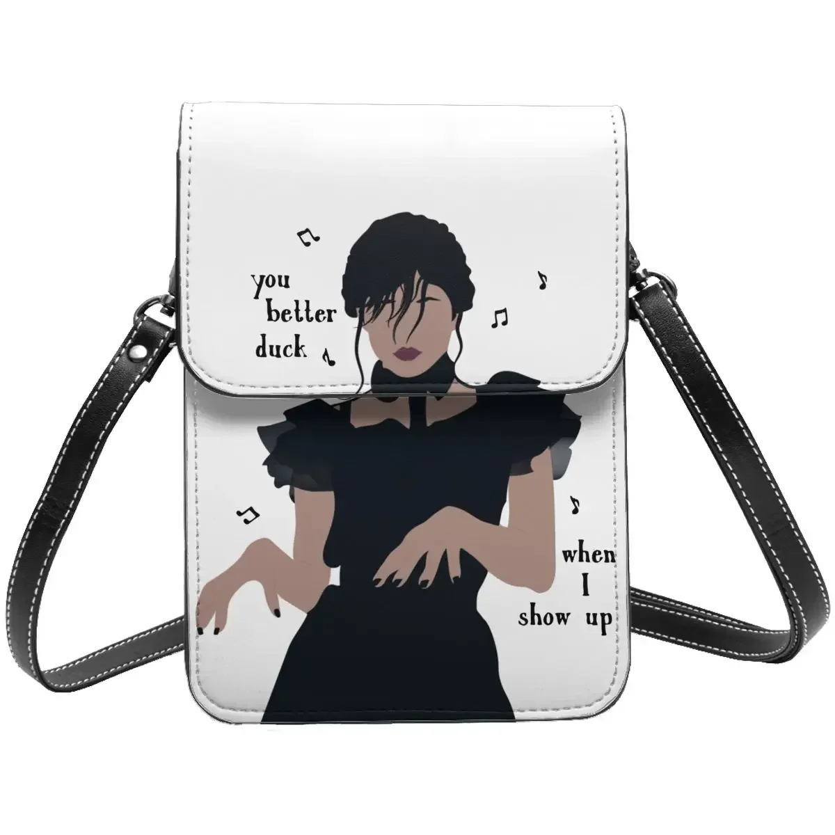 Wednesday Addams Dancing Dance Cell Phone Purse Leather Card Case Modern Women Crossbody Bag Lightweight