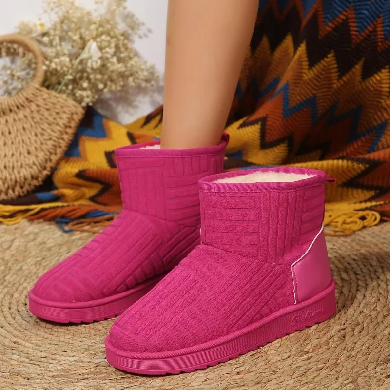 Pull-on Women's Boots Sweet Round Toe Comfort Non-slip Ankle Cotton Shoes