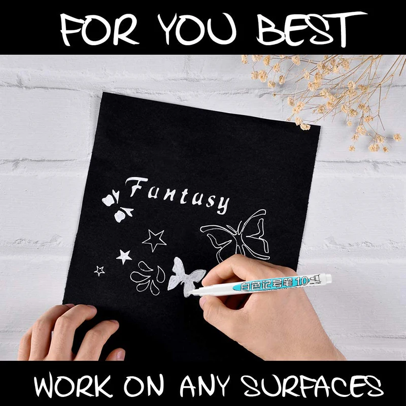2pcs White Paint Pens 10mm Acrylic Permanent Waterproof Markers For Rocks Painting Metal Wood Glass Ceramic Tire Fabric |