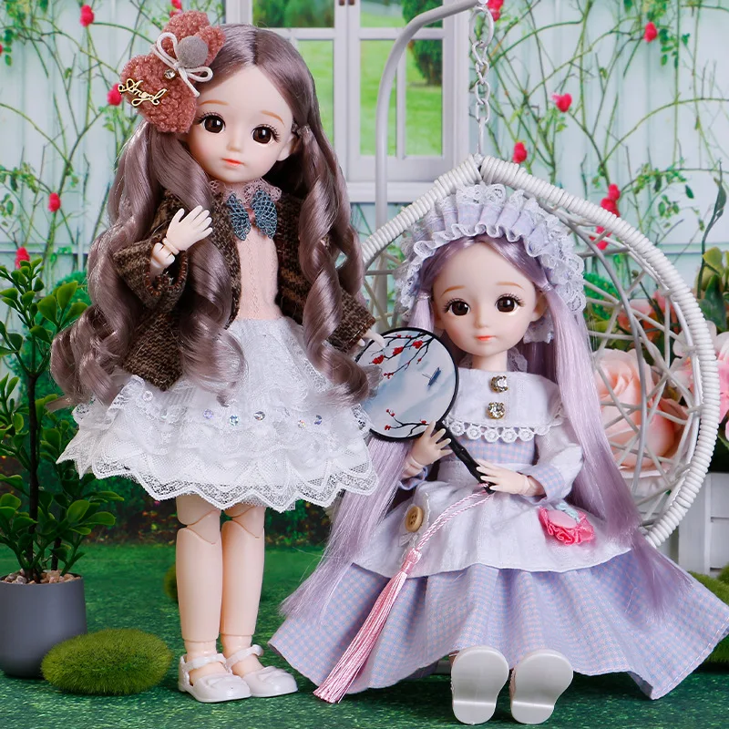 

30cm Doll with Multiple Movable Joints 1/6 BJD Doll Princess Dress 3D Eyes Dress Set Girl DIY Dress Up Toy Gift