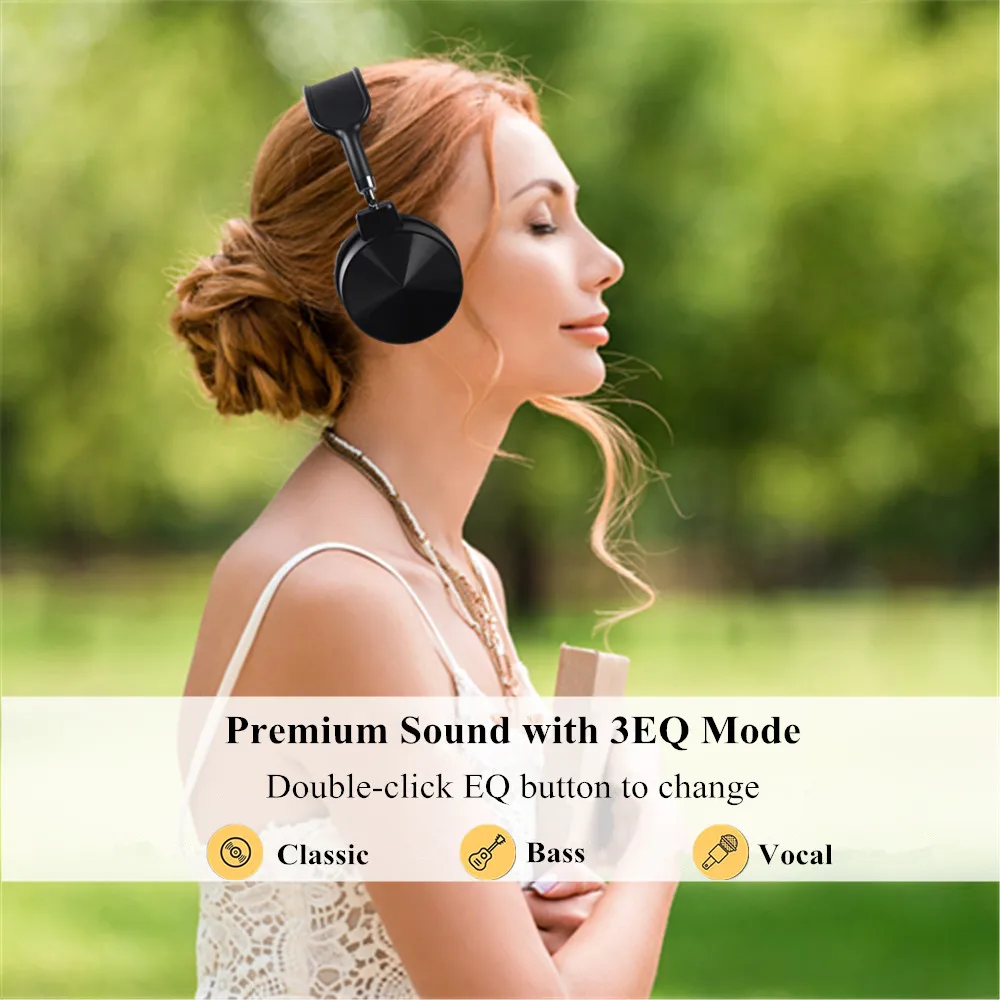 СОДО SD-705 Беспроводные наушники Bluetooth Over-Ear с 3 режимами эквалайзера, стерео-гарнитура 5.1 с микрофоном, поддержка TF-карты.