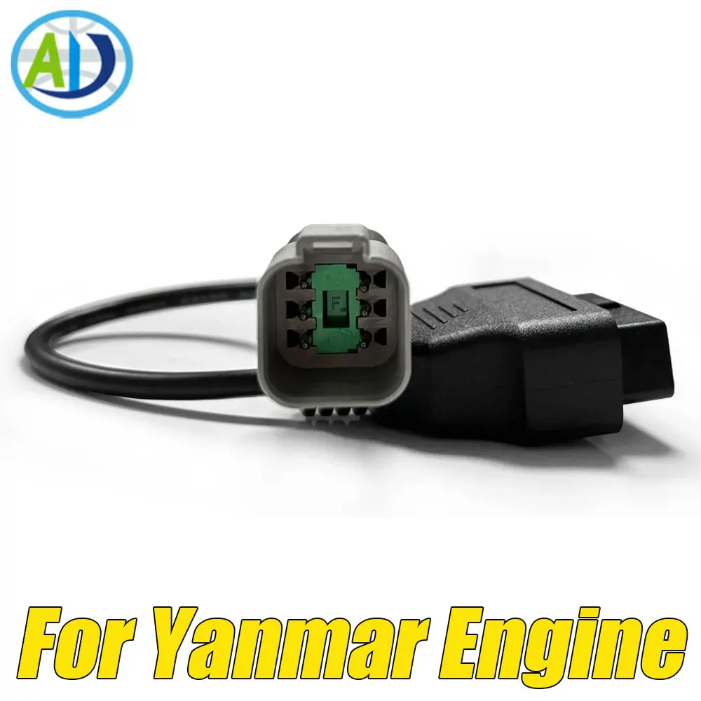 

Для дизельных транспортных средств Yanmar Дизельный диагностический кабель OBD2 для двигателя Yanmar 6-контактный на 16-контактный разъем OBD2 Сканер Кабель-адаптер OBD2