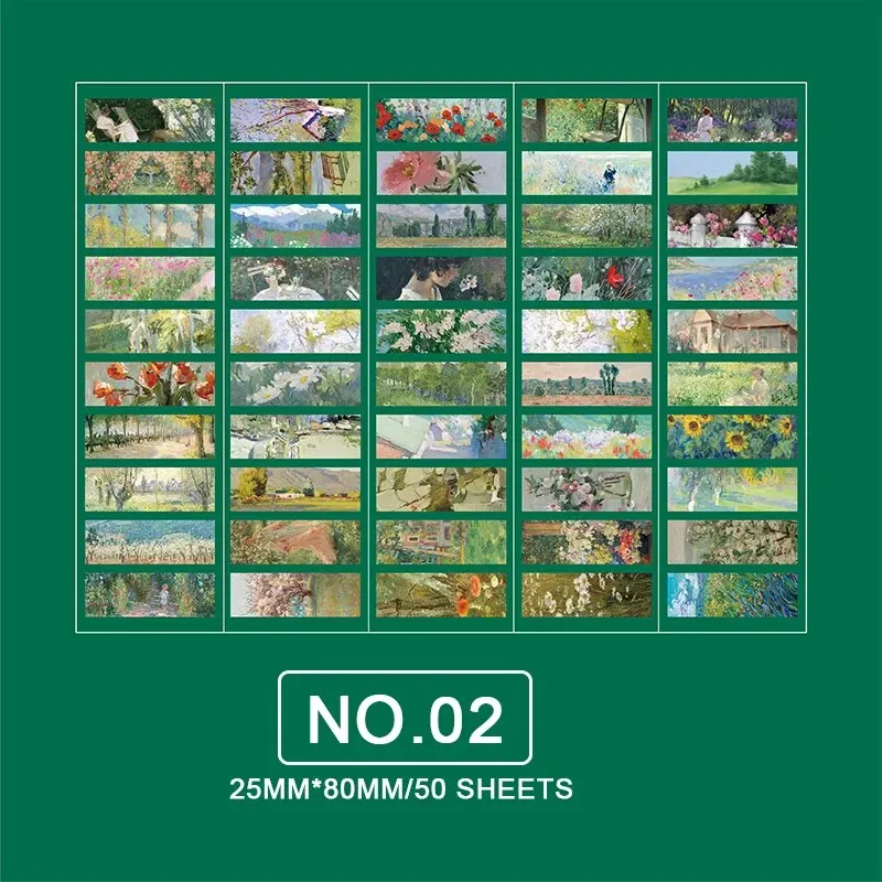 

50 Листов/объем DIY Ретро Картина Маслом Стиль Канцелярские Наклейки Бумага Декоративные Материалы Для Фотоальбома И Поделок