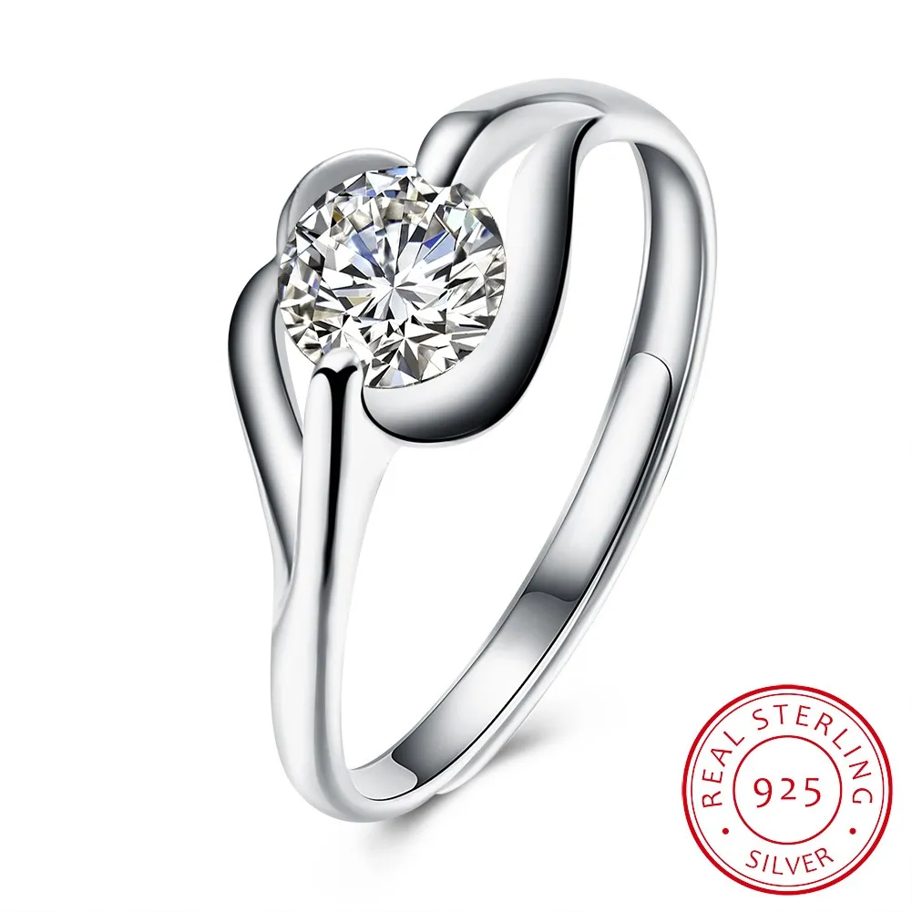 

Sterling Silver Ring Fashion Trend Ring Classic Stone Setting Ring for Women