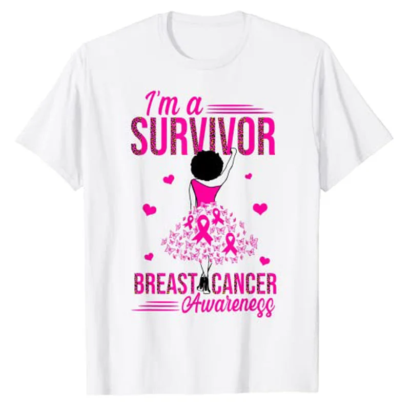 Женская футболка с рисунком «Я-выживший», рубашка с рисунком из розовой ленты для информирования о раке молочной железы, для поддержки психического здоровья, топ с графическим рисунком, идея для подарка