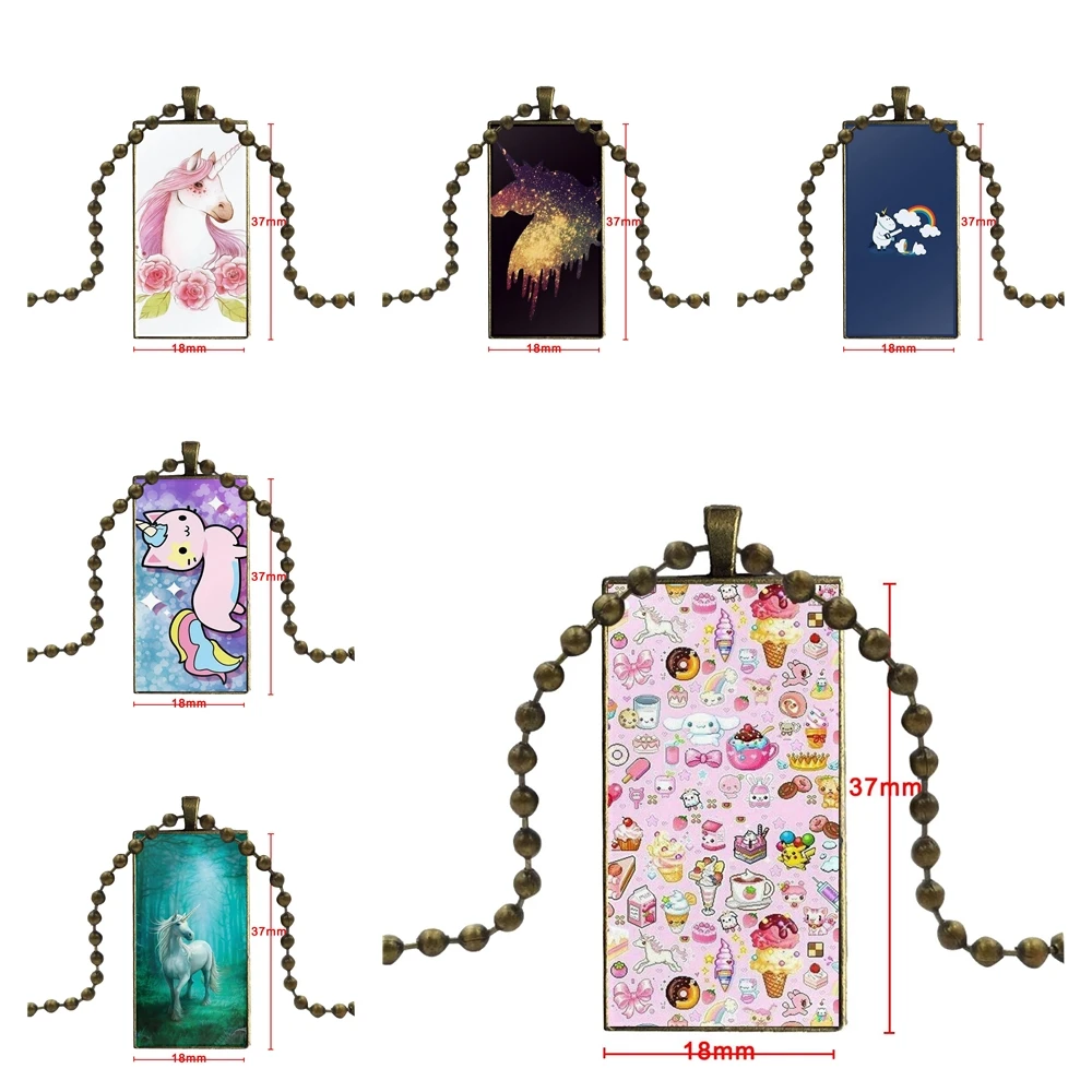 

Unicorn For Girls Wholesale Fashion Glass Cabochon Pendant Rectangle Necklace Choker Black Hematite Necklace Jewelry Youth Girls
