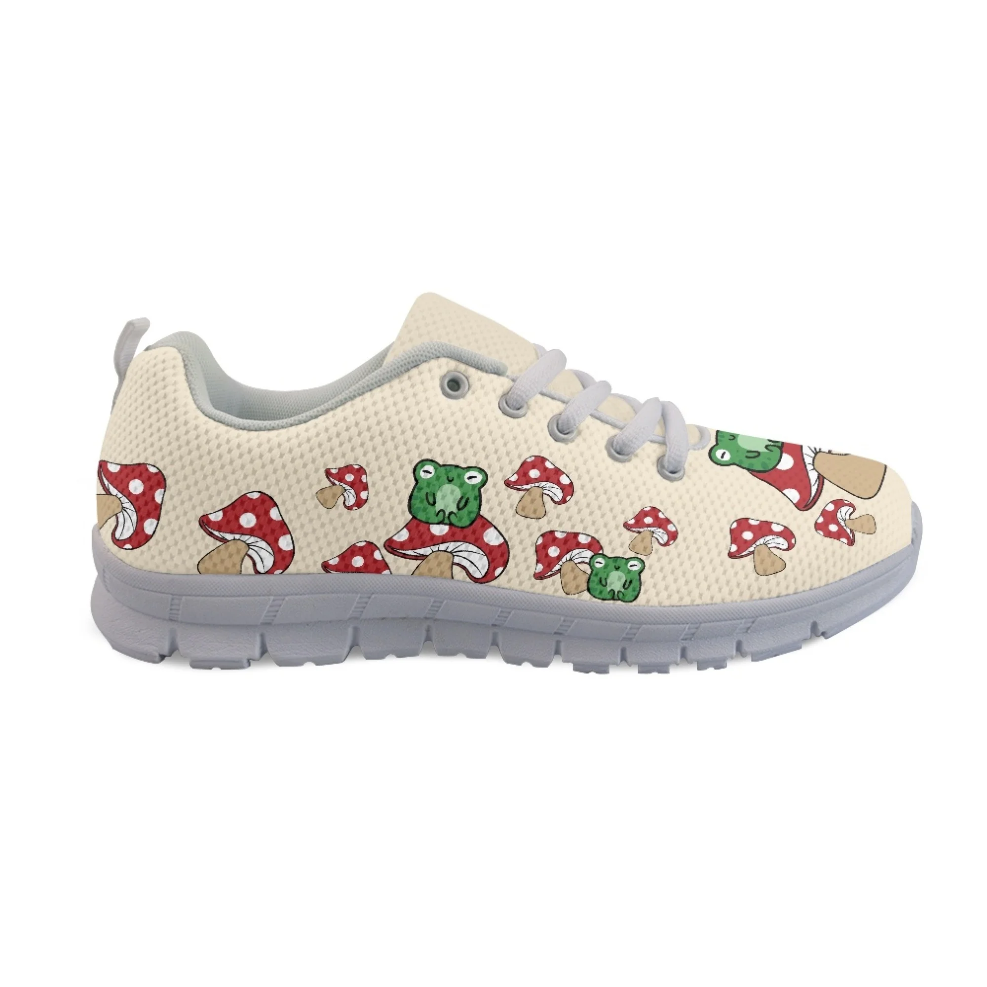 Yikeluo Cartoon Frog with Mushroom Sneakers for Ladies Print On Demand Casual Outdoor Walking Shoes Girls кроссовки женские New