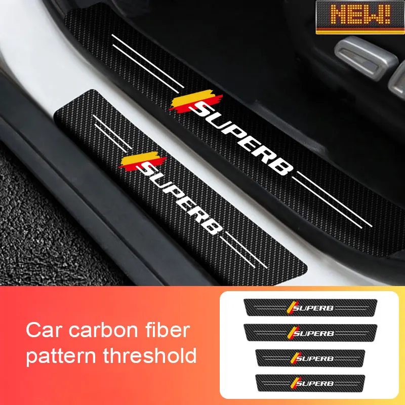 

4x Car Door Threshold For Skoda Superb 2015-2021 Auto Resistant Carbon Fiber Sticker Protection Strip Anti Scratch Stickers