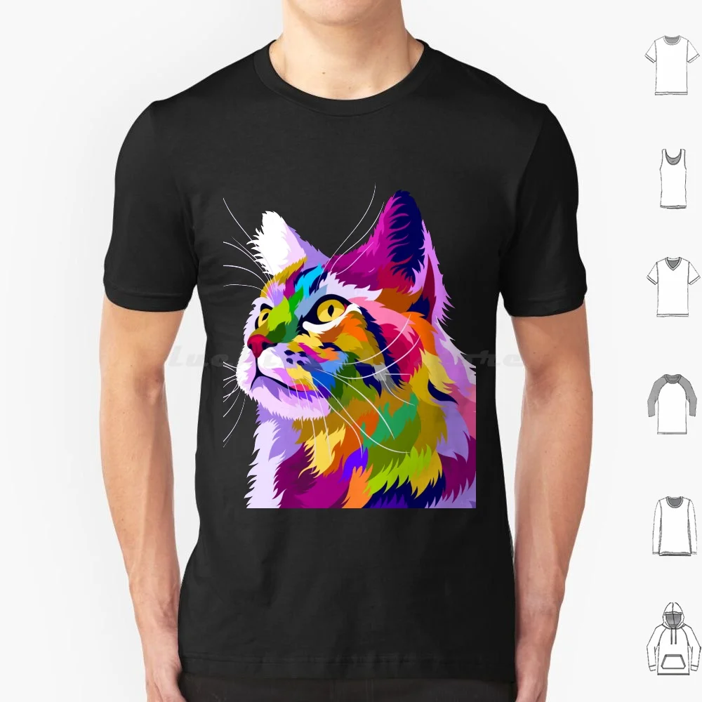 

Красочная футболка в стиле поп-арта с кошкой 6Xl хлопковая крутая футболка красочная кошка с поп-артом стиль культура положительная энергия
