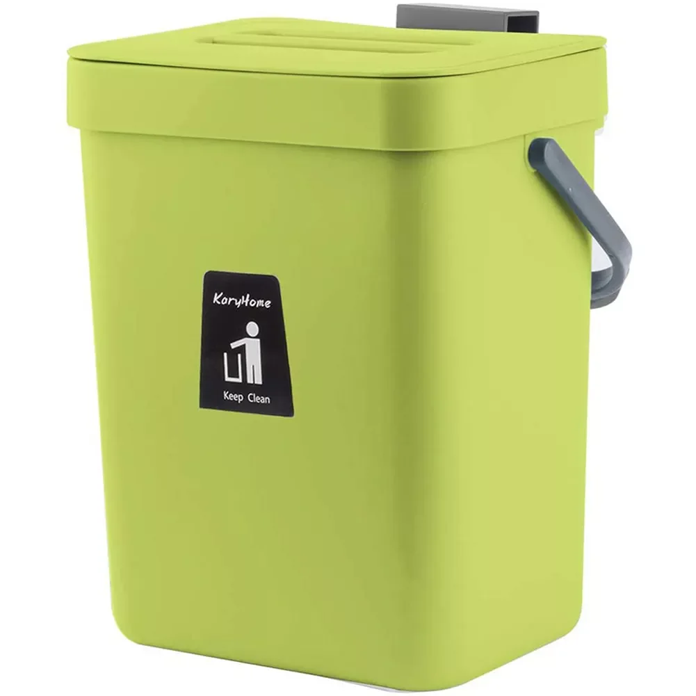 

Kitchen Trash Bin Wall Hanging Garbage Can 3L 5L Compost Bin with Lid Bathroom Trash Can Mountable Bucket for Indoor Outdoor