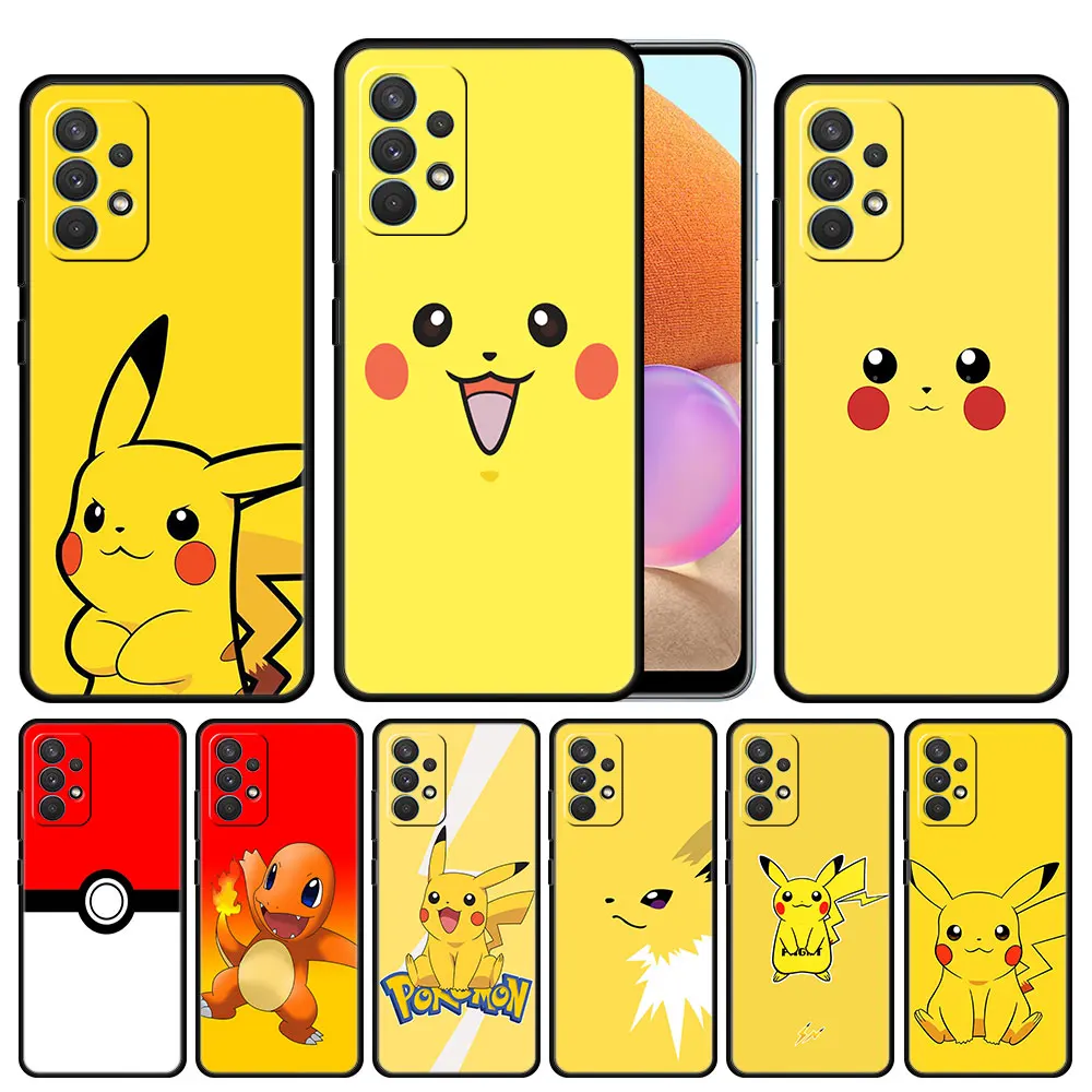 

Cover Case for Samsung Galaxy A12 A52 A51 A50 A71 A32 A21s A72 A31 4G 5G Fashion Luxury Soft Full Pokemon Characters Pokeball