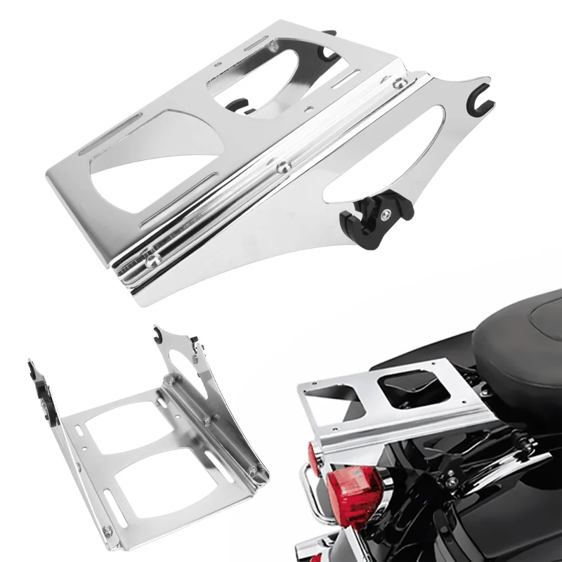 Chrome Two Up Rear Rack Motorcycle Luggage Rack Detachable Tour Pack Mount For Harley Touring Road Street Glide Road King 14-21