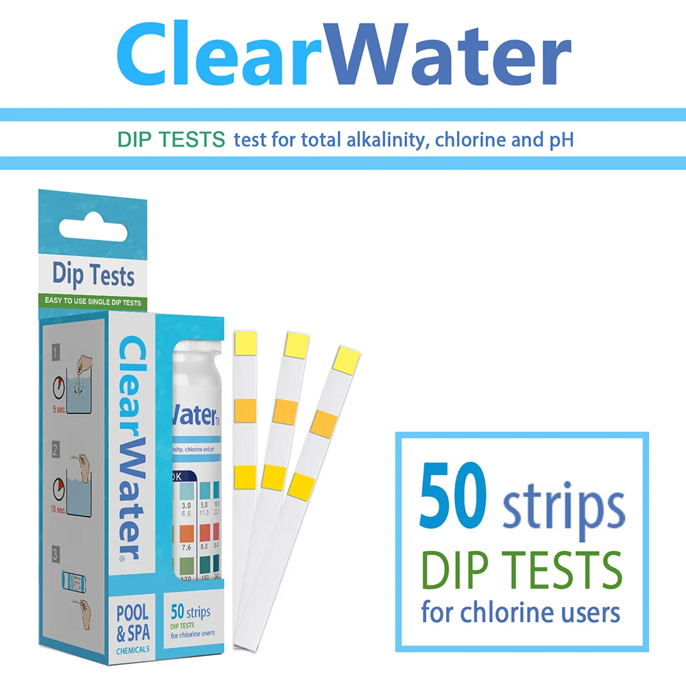 

50pcs 3 in 1 Swimming Pool PH Test Paper Chlorine PH Hardness Test Strips Water Quality PH Tester Pool Spa Cleaner Accessories