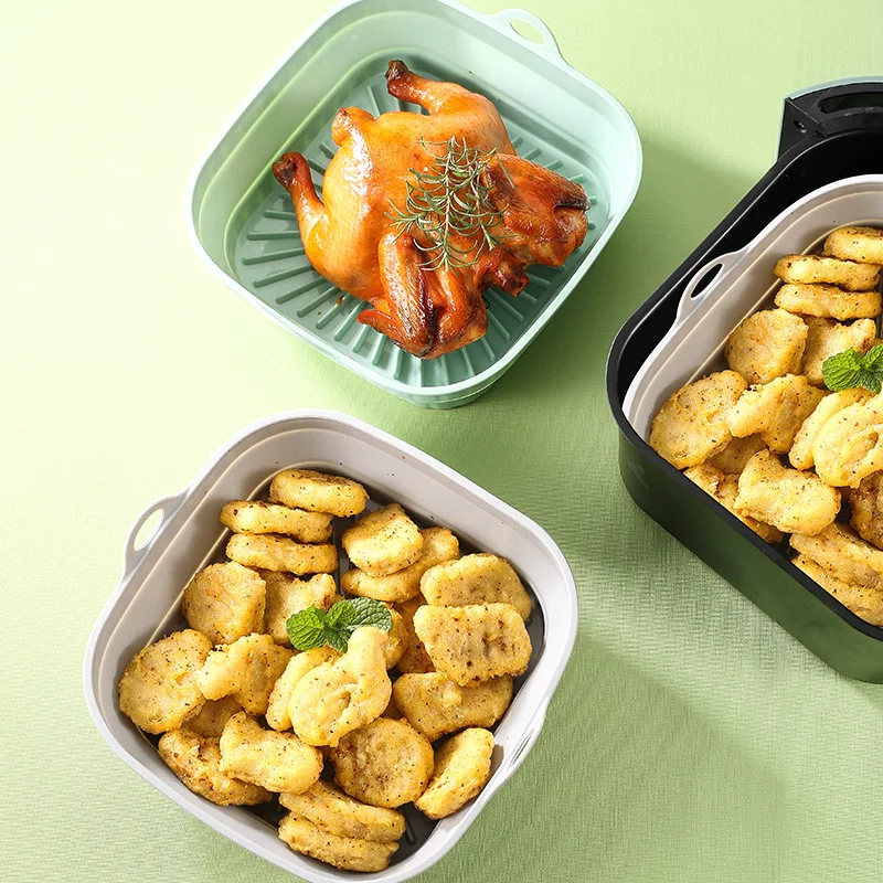 

Food Grade Silica Gel Square Air Frying Pan Baking Pan High Temperature Resistant Household Cake Oven Steaming Pan Pad