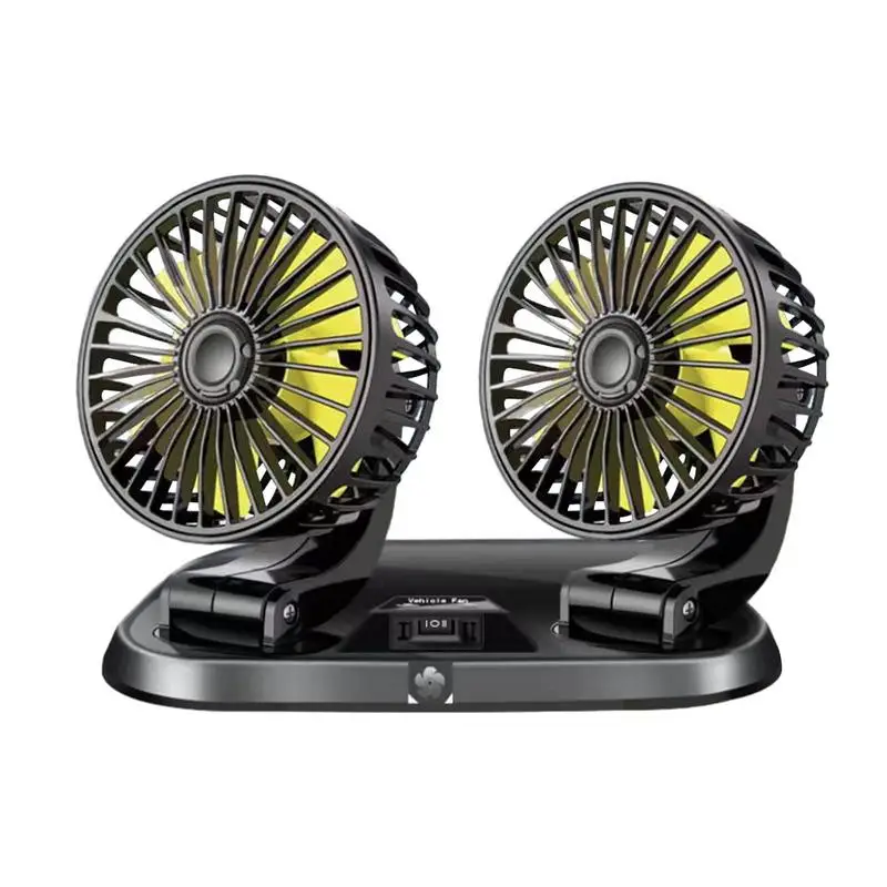 

Electric Car Fan 360 Degrees Rotatable Dual Head 12V/24V Adjustable Vehicle Fan USB Cooling Fan Car Interior Accessories Energy