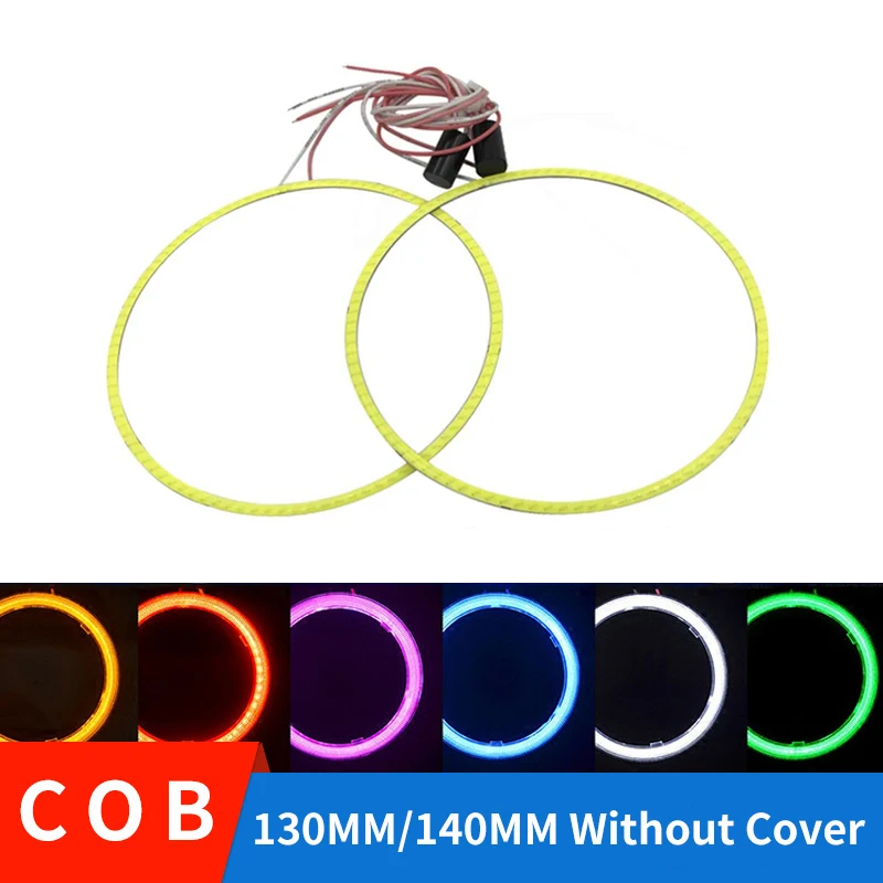 1/2 Pieces 130MM 140MM COB Angel Eyes Without Cover Auto Halo Rings Car Headlight Motorcycle 12V 24V White Yellow Blue Green Red