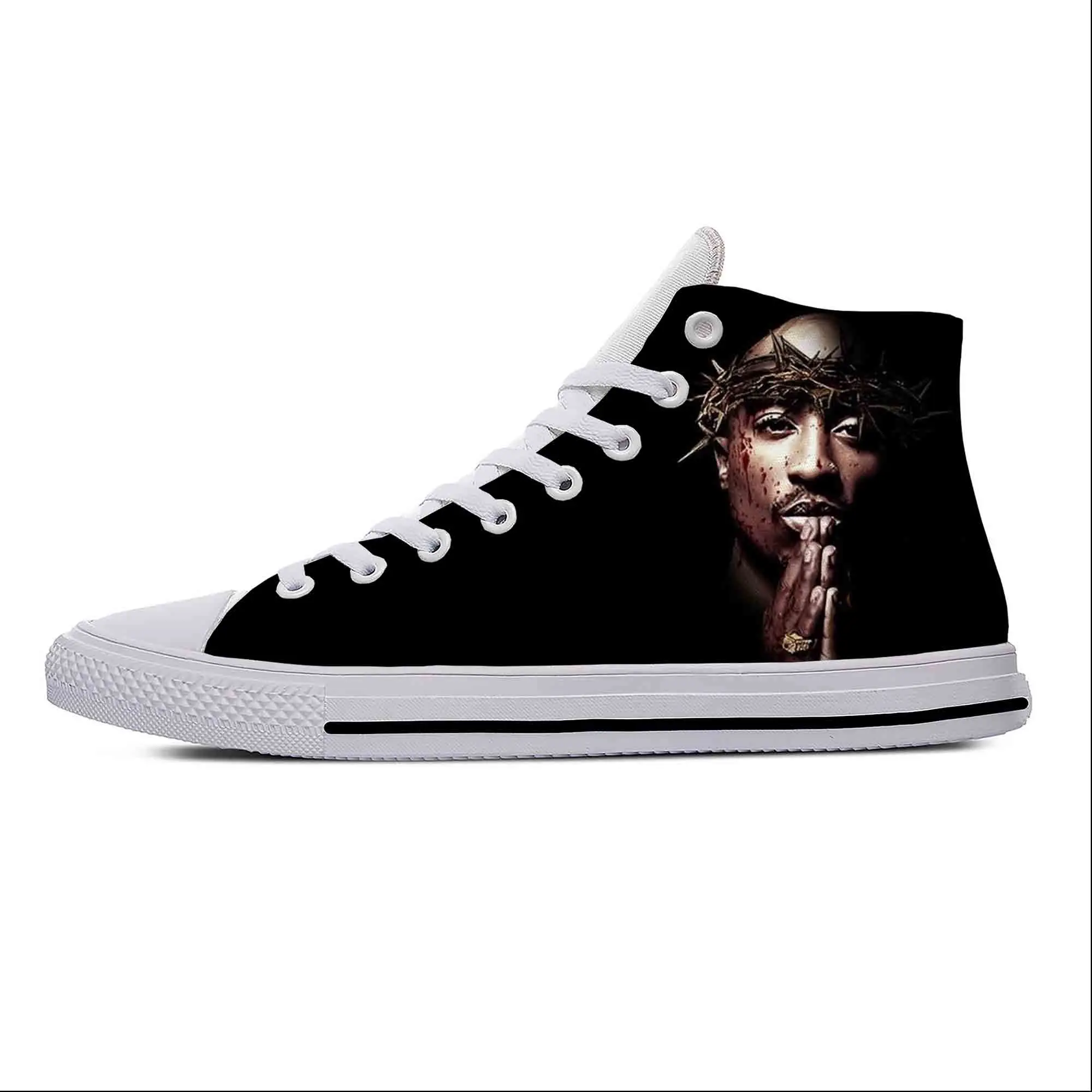 

Hot Cool Summer Tupac Hip Hop Rap 2pac Casual Cloth Shoes High Top Lightweight Men Women Sneakers High Top Classic Board Shoes