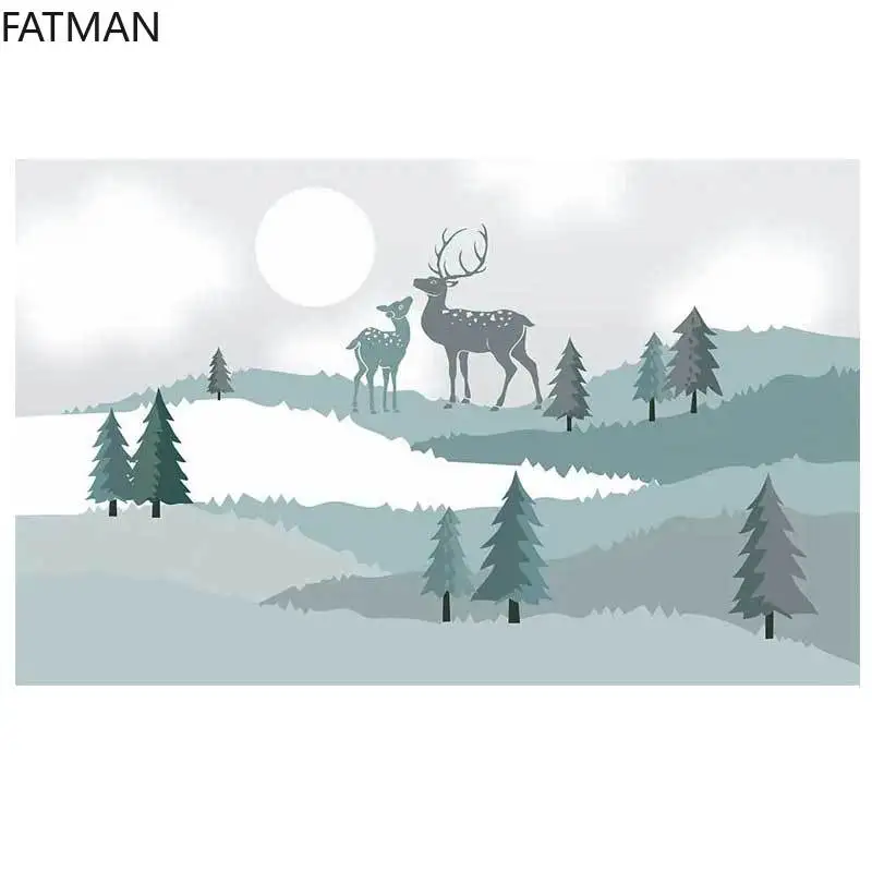 Самоклеящиеся обои FATMAN для детской комнаты простой фон в виде лося спальни