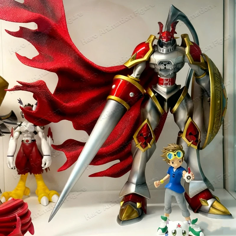Фото Фигурка Digimon Gallantmon 40 см, рыцарь, из ПВХ, изысканная статуэтка с плащом, коллекционная аниме-модель, игрушка, украшение для стола, подарок для мальчика №1
