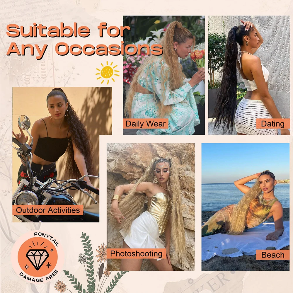 Накладной хвост из кукурузных волн удлинитель синтетического чёрного хвоста 32