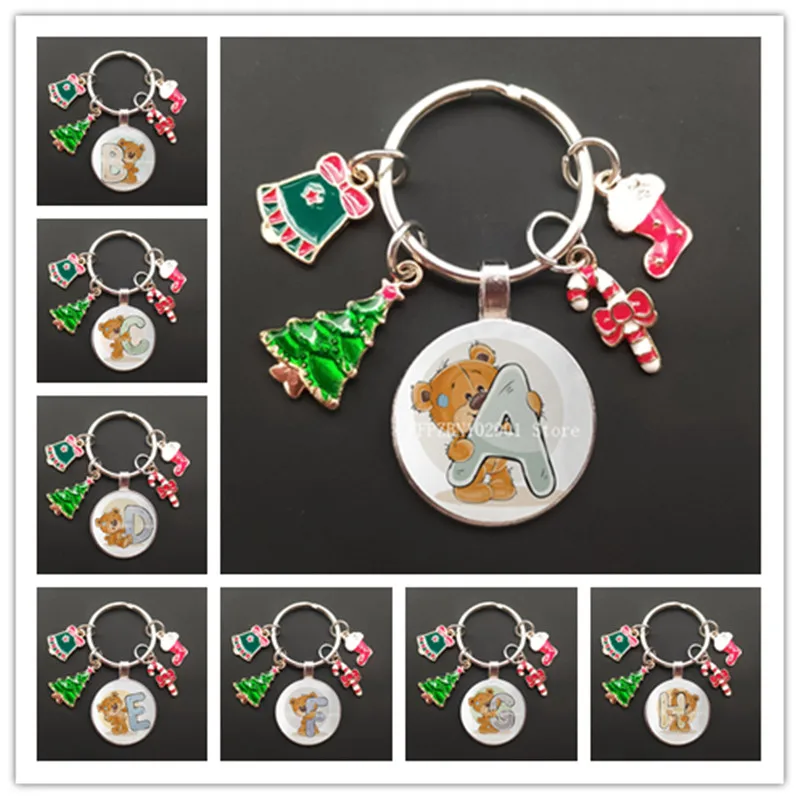 Женский брелок-кольцо со стеклянной подвеской