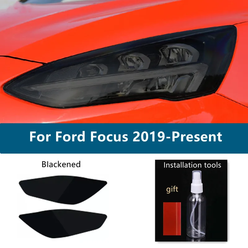

2X Car Headlight Protection Tint Film Smoke Black Transparent TPU Front Light Sticker For Ford Focus 4 MK4 2019 2020 Accessories