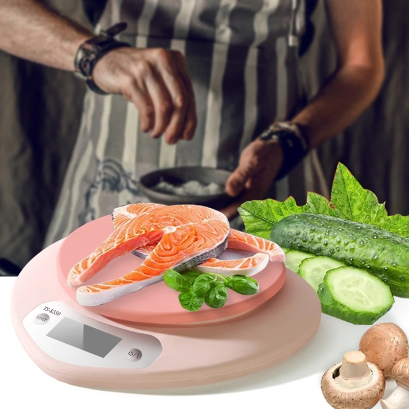

Multi-Function Kitchen Food Scale Digital Display 0.1 g Precise Measures in g oz lb Plastic Scale Hotel Scale Pink