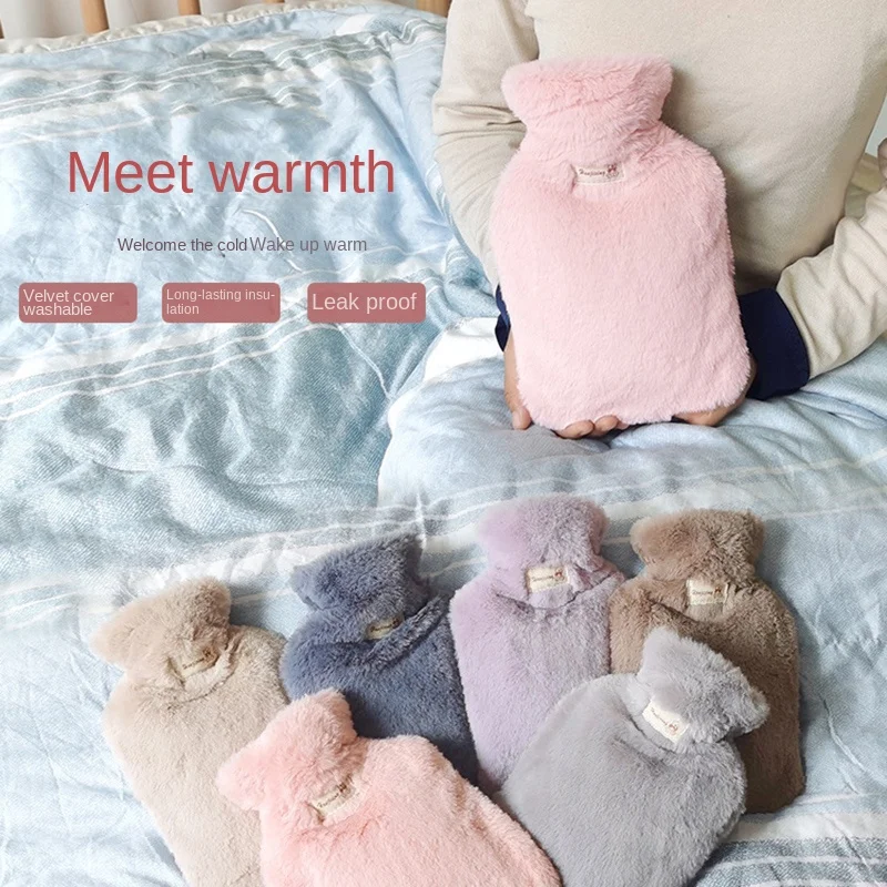 Water-filled Hot Water Bottle Thickened Plush Winter Hand Warmer Warm Quilt High-density PVC Household Items Gift for Parents