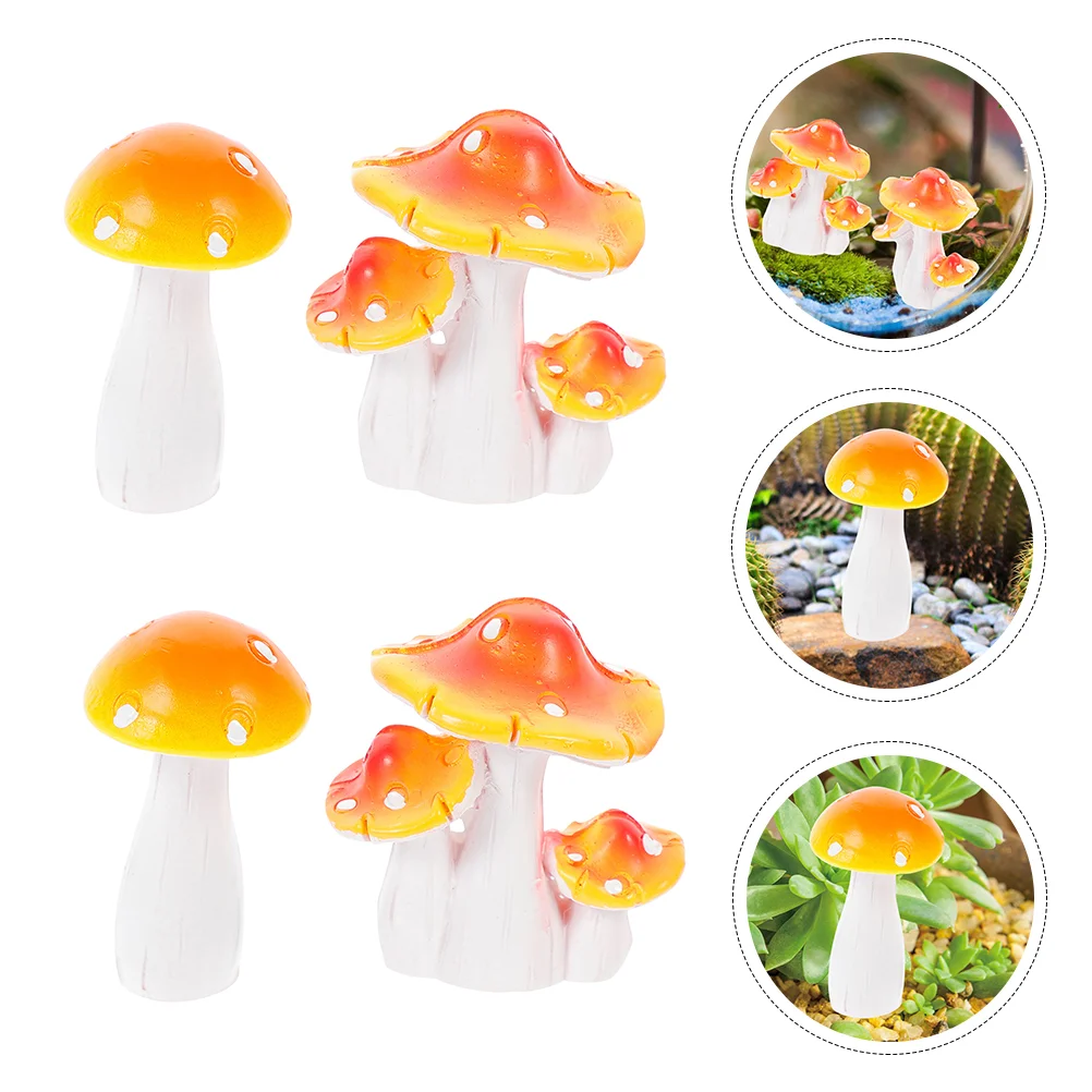 

4Pcs Mushroom Figurines Miniature Mushroom Adornments for Garden Courtyard