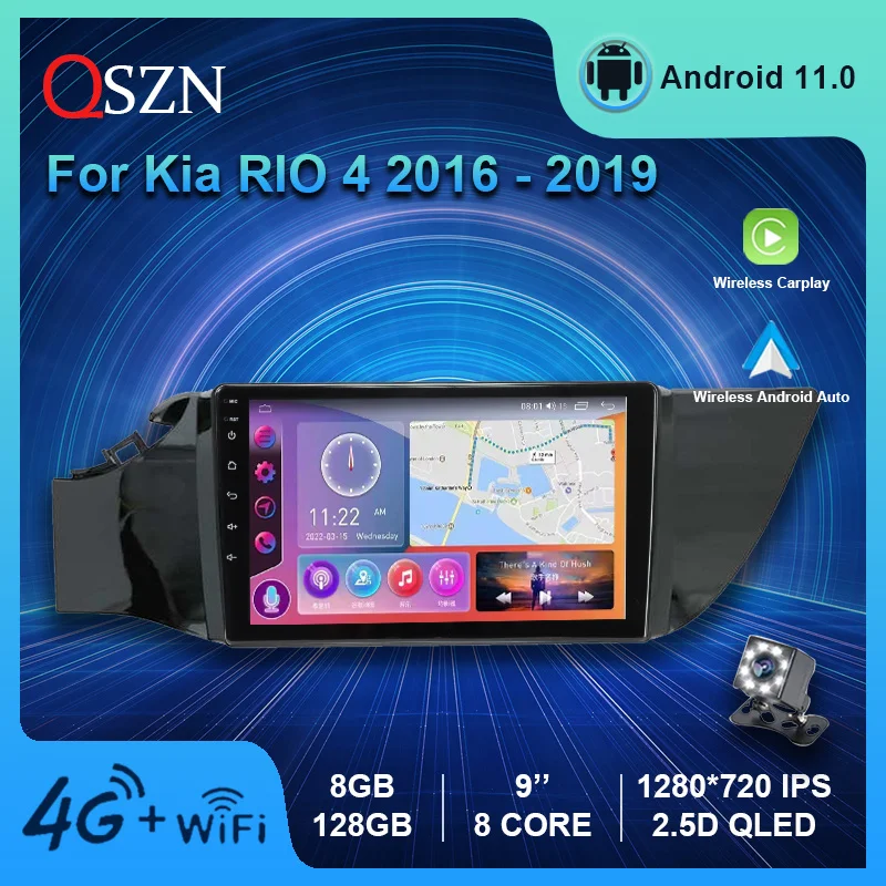 

QSZN 2K QLED Android 12 Car Radio For Kia RIO 4 X-Line 2017 -2019 Multimedia Video Player GPS Carplay Auto Navigation Stereo DSP