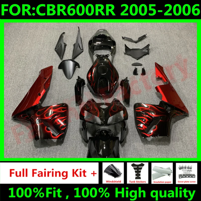

New ABS Motorcycle Whole Fairings Kit for CBR600RR F5 2005 2006 CBR600 RR CBR 600RR 05 06 Bodywork full fairing set red flame