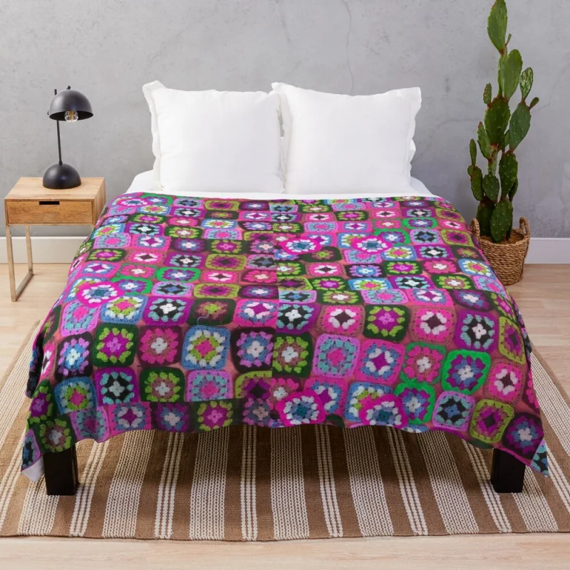 

Вязаное крючком одеяло, квадратное винтажное одеяло из агатрового дерева, одеяло для дивана, шлепанцев, Роскошный плед