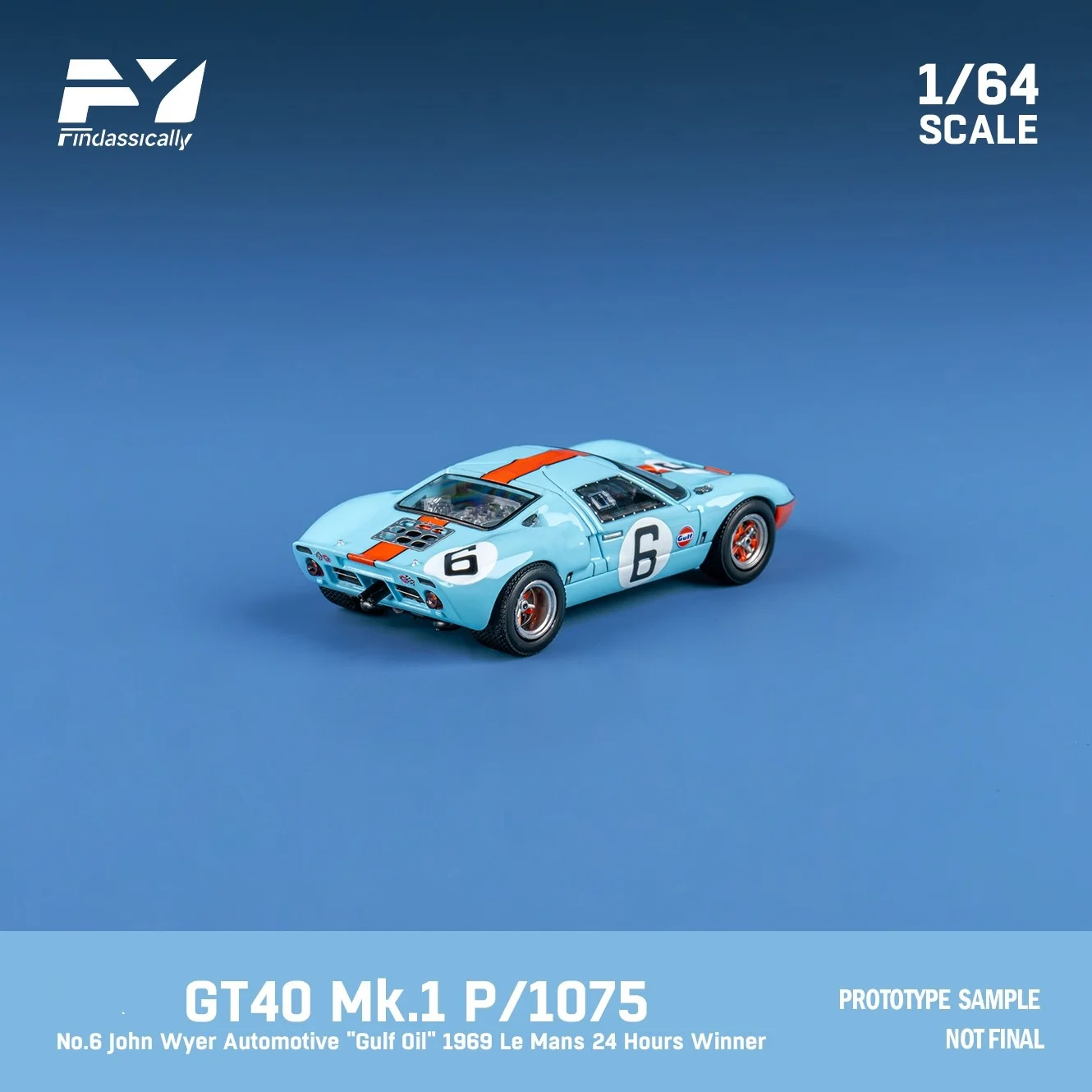 Findclassically FY 1:64 GT40 MK II GULF Цветная литая модель автомобиля