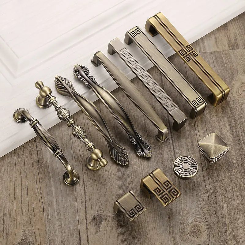 

1PC Vintage Antique Green Bronze Cabinet Pulls Handle for Furniture Zinc Alloy Drawer Knobs Wardrobe Door Pullers