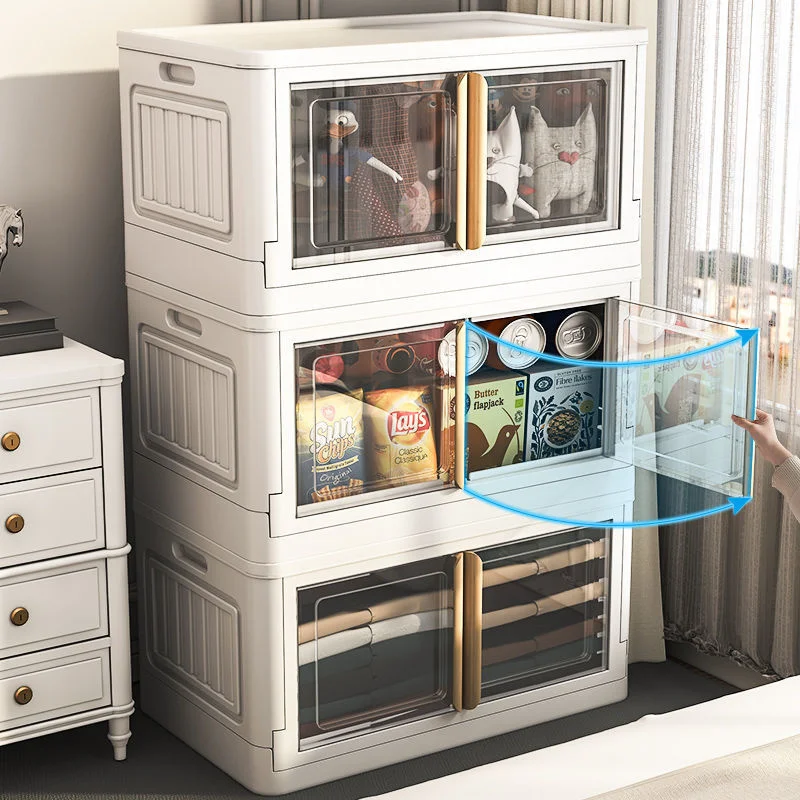 

Storage Box Book Snack Organizer Box Drawer Clothes Double Door Toy Cabinet Folding Storage Bin Kitchen Drawer Organizer