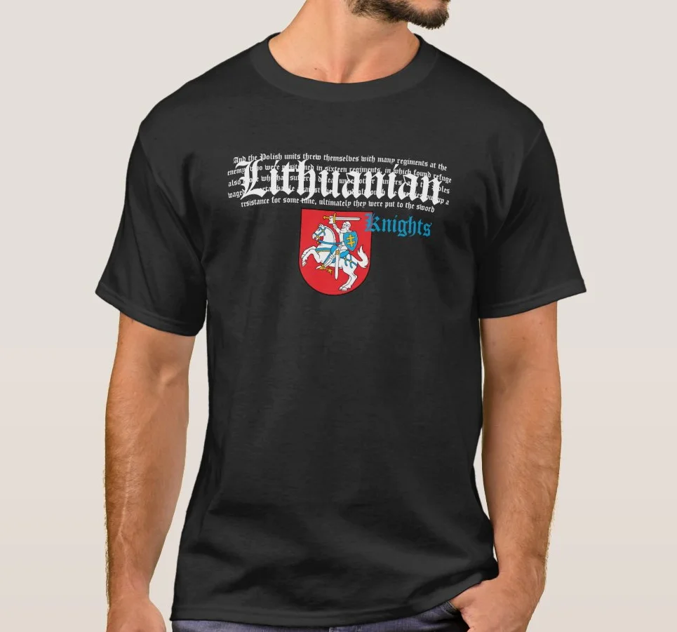 

Lithuanian Knights Lithuanian Coat of Arms T Shirt. High Quality Cotton, Large Sizes, Breathable Top, Loose Casual T-shirt S-3XL