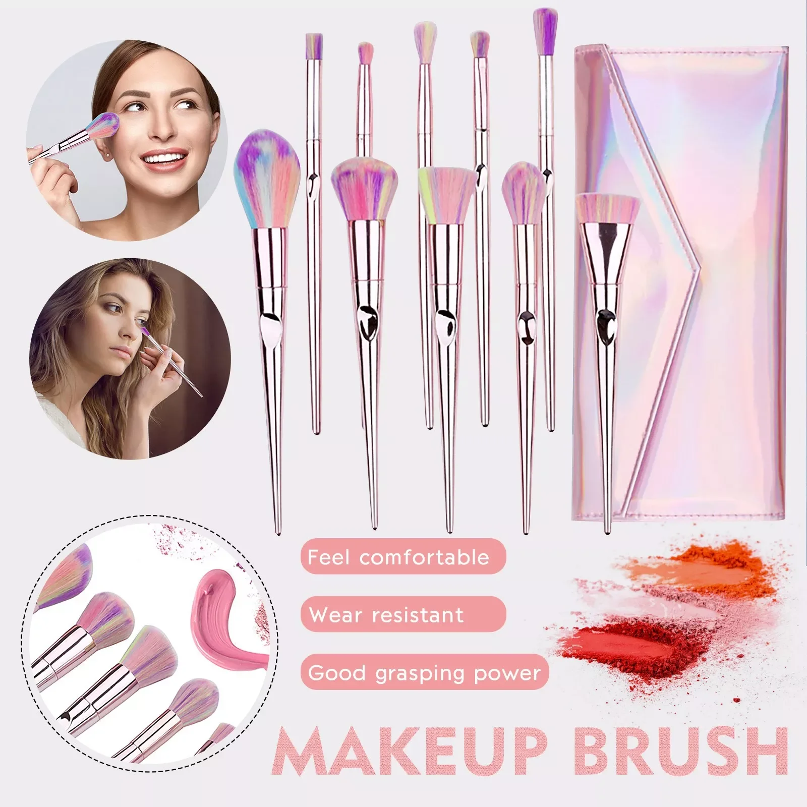 

NEW2023 Brush Light Eye System Brush Tools Makeup Set Pink Beauty Brush Loose Eye Powder Brush