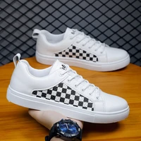 2022 new mans sneakers chessboard fashion boys skate shoes leather waterproof male sports shoes lace up men white shoes tennis