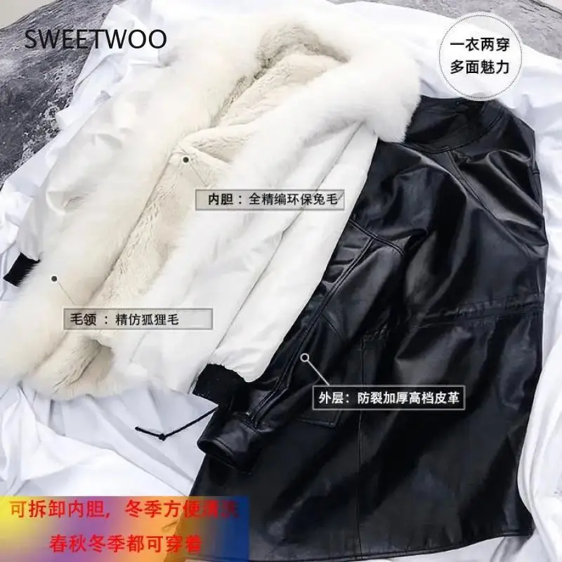 Women Winter Faux Fur Warm Coats Vintage Faux Leather Female Thick Jackets Casual Street Lady Fur Collar Loose Outwears Slim2022