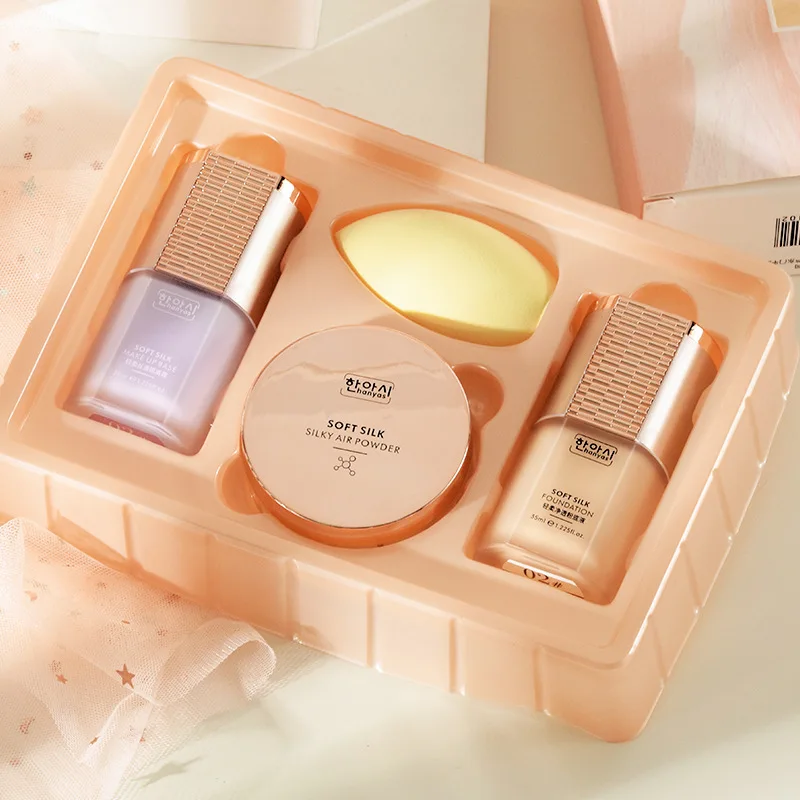 

Light Moisturizing Primer Set Foundation Isolation Loose Tricolor Powder Nourishing Moisture Does Not Take Off Makeup